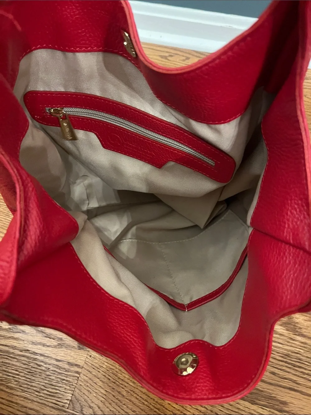Valentina Women's Red Italian Leather Hobo Shoulder Bag Made in Italy